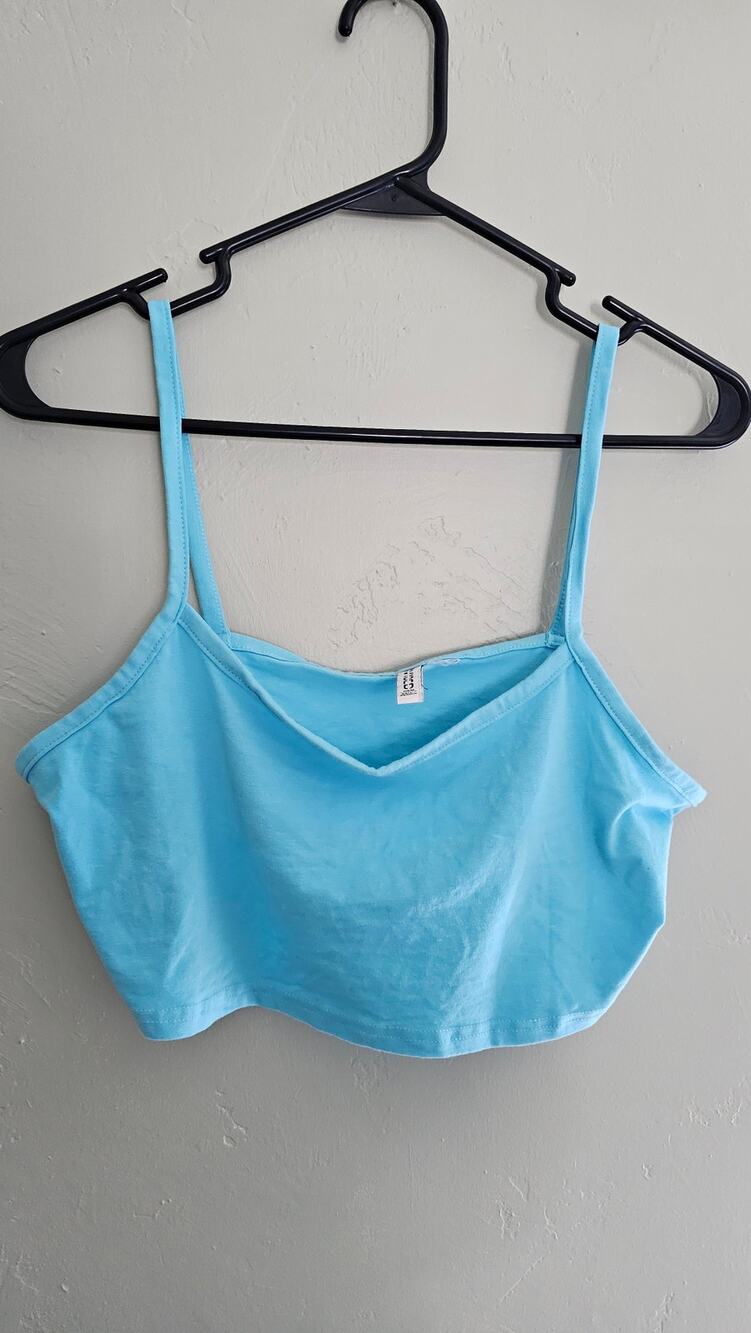H&M Divided Sky Blue Cropped Tank Top V-Neck Camisole - Women's Size S